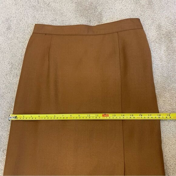 VINTAGE Mister Leonard camel Brown pure virgin wool pencil skirt Sz 10/12 - Picture 8 of 10